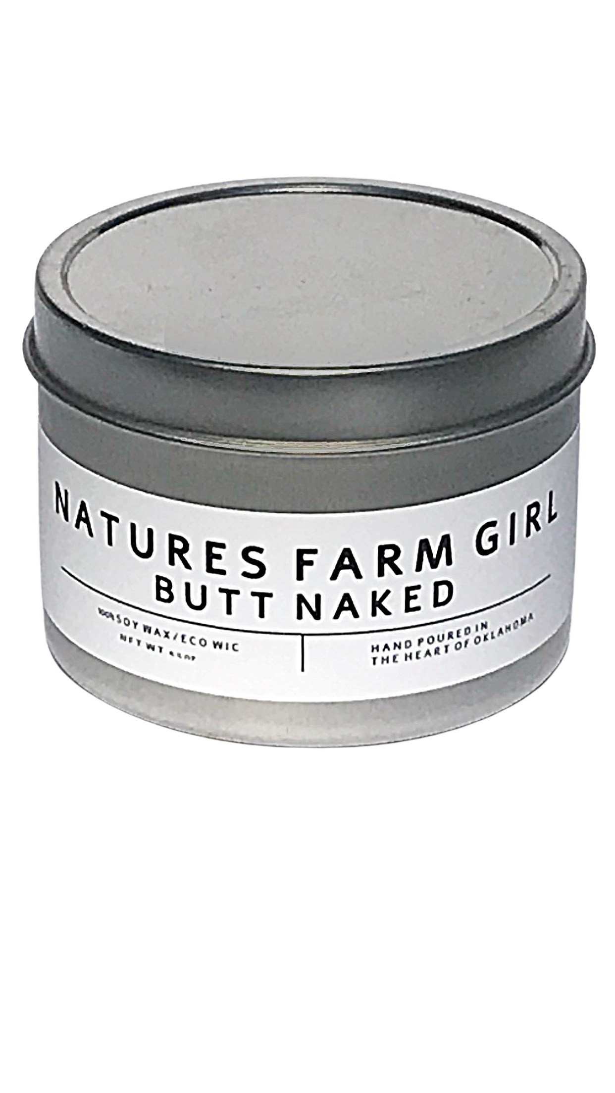 Butt Naked Tin Candle